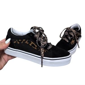 Vans Black And Animal Print Shoes Kids Size 1 New